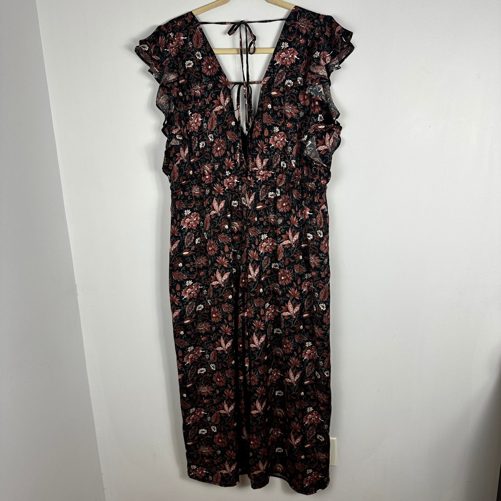 Madewell Dark Floral Wide Leg Jumpsuit Ruffle Womens Size 3X NEW Pampas Blooms - Picture 15 of 16
